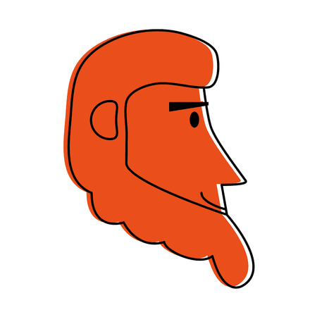 happy bearded man  sideview icon image vector illustration design  orange colorのイラスト素材