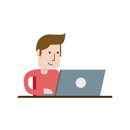 man using laptop computer icon image vector illustration designのイラスト素材