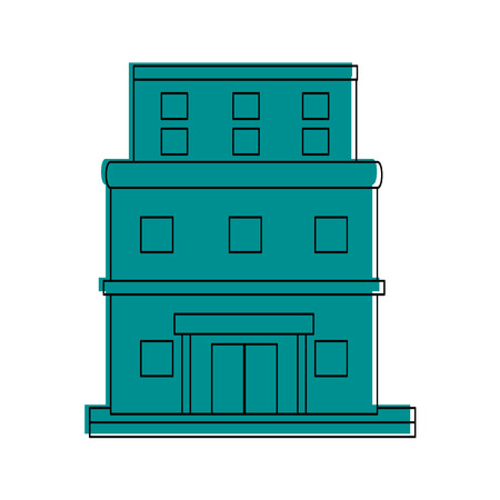 big city building icon image vector illustration design  blue colorのイラスト素材