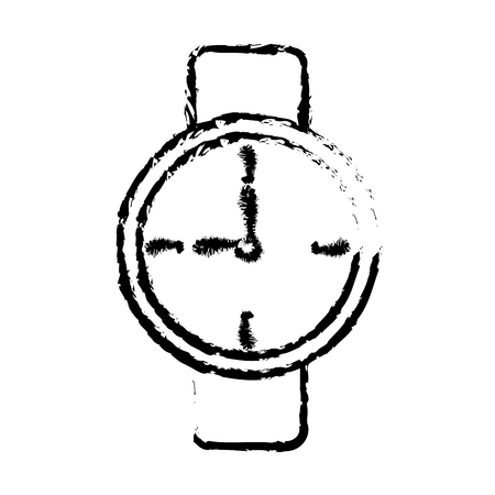 round classic mechanic hand watch with numerals vector illustrationのイラスト素材