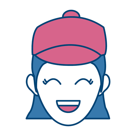 character woman head laughing person image vector illustrationのイラスト素材