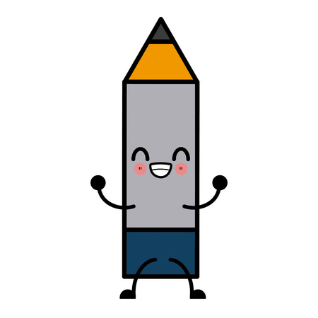 wooden sharp pencil rubber eraser isolated on white background vector illustrationのイラスト素材