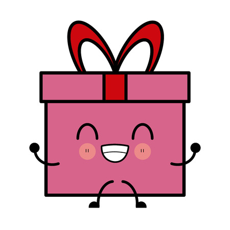 pink gift box wrapped bow ribbon decoration vector illustrationのイラスト素材