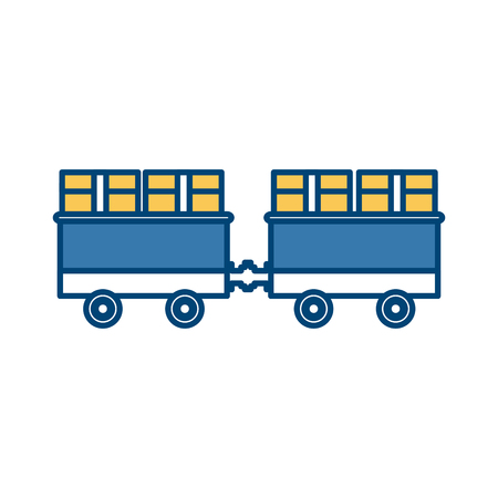 cargo train with cardboard boxes side view container vector illustrationのイラスト素材