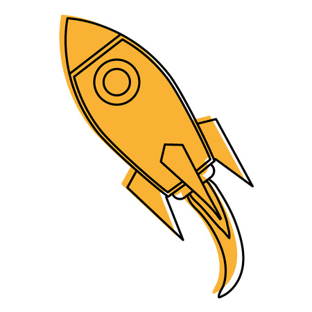 cartoon rocket or spaceship icon image vector illustration design  yellow colorのイラスト素材