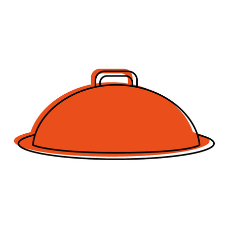 tray or covered platter icon image vector illustration design  orange colorのイラスト素材