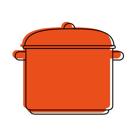 big pot kitchenware icon image vector illustration design  orange colorのイラスト素材