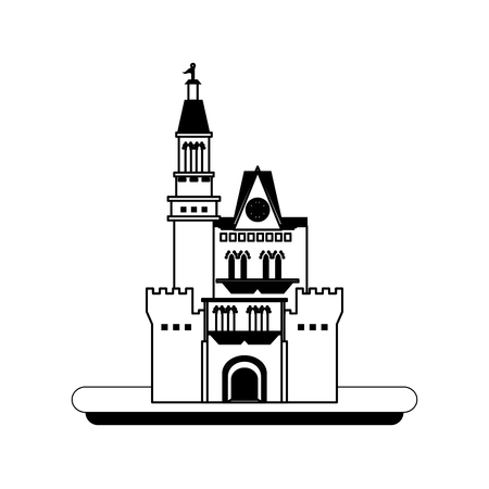big castle icon image vector illustration design  black and whiteのイラスト素材
