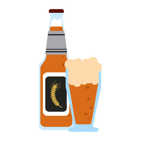 beer bottle and glass  icon image vector illustration designのイラスト素材
