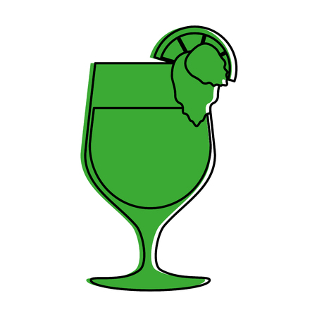 cocktail in garnished glass icon image vector illustration design  green colorのイラスト素材