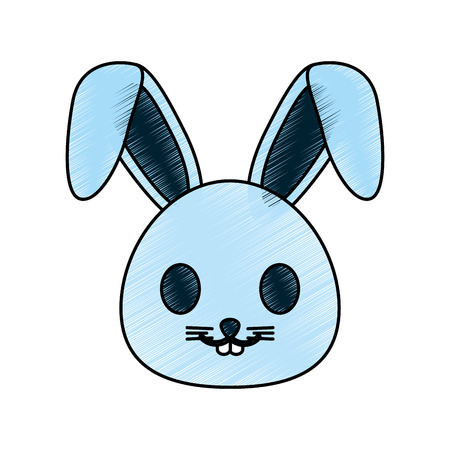 Colorful doodle rabbit head  over white background vector illustrationのイラスト素材