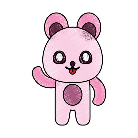 Colorful doodle  bear over white background vector illustrationのイラスト素材