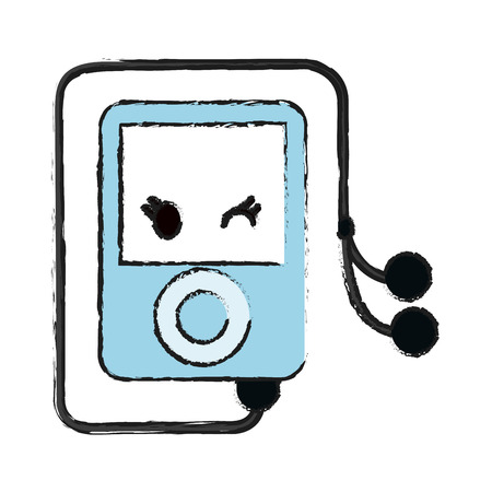 Colorful  music player doodle over white background vector illustrationのイラスト素材