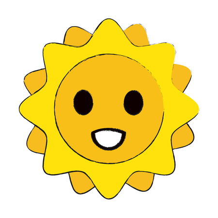 Colorful kawaii sun doodle over white background vector illustrationのイラスト素材