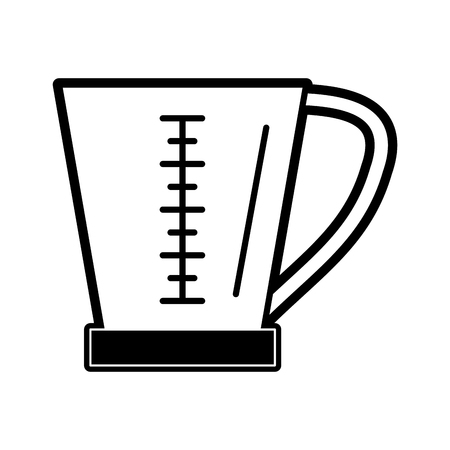 Black flat line measuring cup over white background vector illustrationのイラスト素材