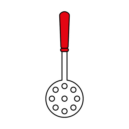Flat line monocromatic handheld strainer over white background vector illustrationのイラスト素材