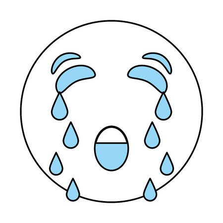 cartoon face crying Emoticon caricature and character theme Isolated design Vector illustrationのイラスト素材