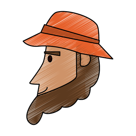 Man with hat of Male avatar person people and human theme Isolated design Vector illustrationのイラスト素材