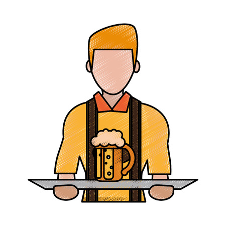 Man with beer Male avatar person people and human theme Isolated design Vector illustrationのイラスト素材