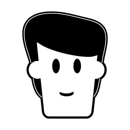 face of man cartoon icon image vector illustration design  black and whiteのイラスト素材