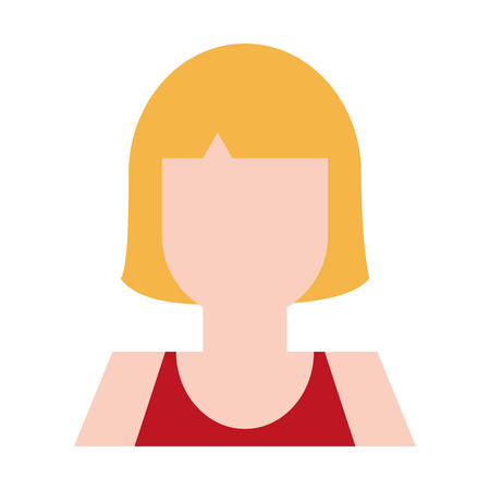 blonde woman with red sleeveless top portrait avatar icon image vector illustration designのイラスト素材