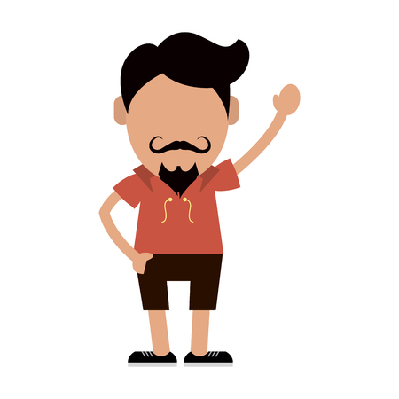 hipster man wearing shorts lifting arm avatar icon image vector illustration designのイラスト素材