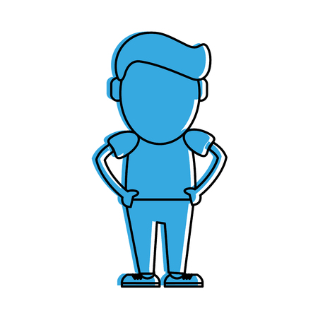 man with hands on hips avatar icon image vector illustration design  blue colorのイラスト素材