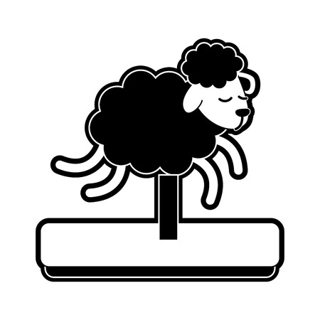 sheep toy icon image vector illustration design  black and whiteのイラスト素材