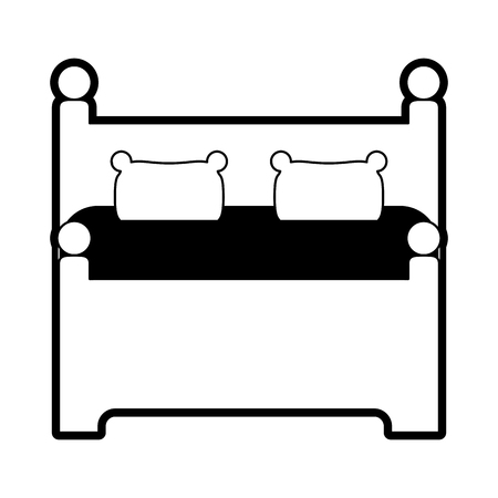 bed frontview icon image vector illustration design  black and whiteのイラスト素材