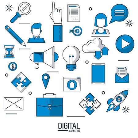 Digital marketing and advertising infographic over white background vector illustrationのイラスト素材
