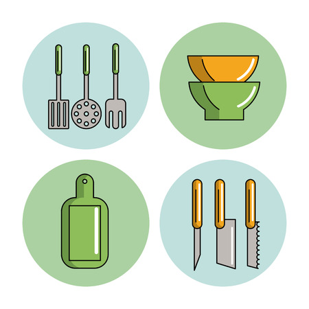 Kitchen utensils icons over white background vector illustration over white background vector illustrationのイラスト素材