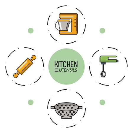 Kitchen utensils infographic over white background vector illustrationのイラスト素材