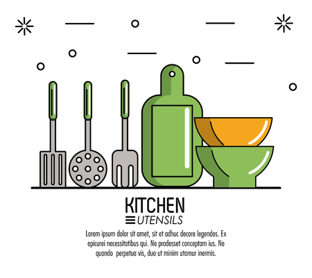 Kitchen utensils infographic over white background vector illustrationのイラスト素材