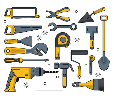 construction tools icon set icon vector illustration graphic designのイラスト素材
