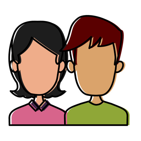 Cute couple cartoon icon vector illustration graphic designのイラスト素材