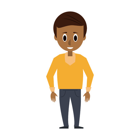 man with dark skin young adult wearing yellow sweater icon image vector illustration designのイラスト素材