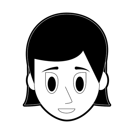 young woman face  icon image vector illustration design  black and whiteのイラスト素材
