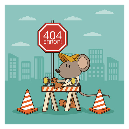 error 404 with funny mouses cartoon icon vector illustration graphic designのイラスト素材