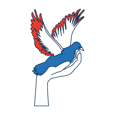 hand holding dove flying international day of peace vector illustrationのイラスト素材