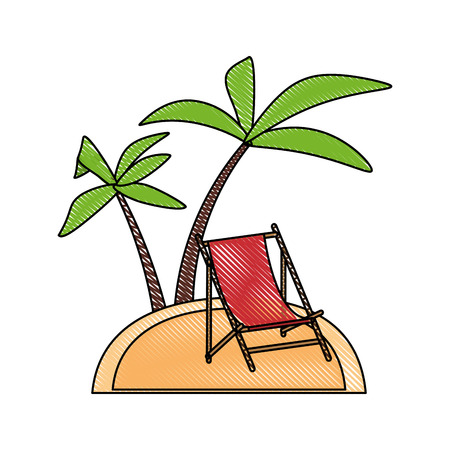 Tropical island with palm trees iconのイラスト素材