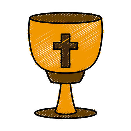 catholic cross chalice icon vector illustration graphic designのイラスト素材