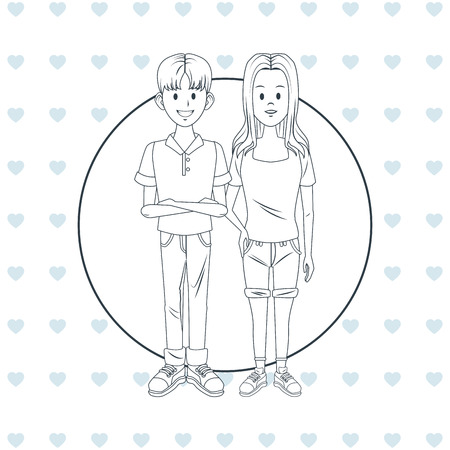 Young friends illustration.のイラスト素材