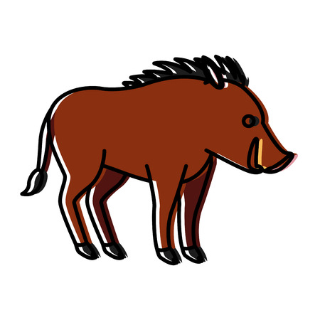 Jabali animal cartoon icon vector illustration graphic designのイラスト素材