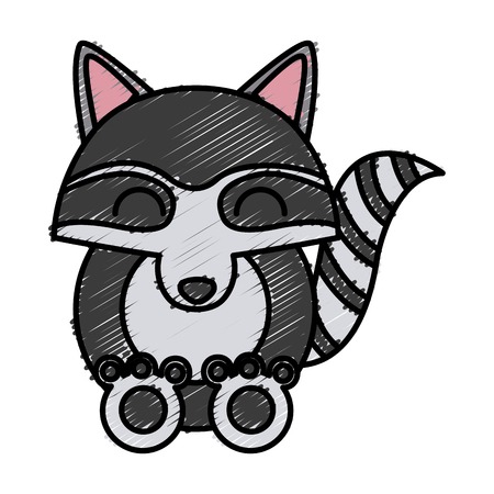 Racoon animal cartoon icon vector illustration graphic designのイラスト素材