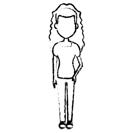 Young woman cartoon icon vector illustration graphic designのイラスト素材
