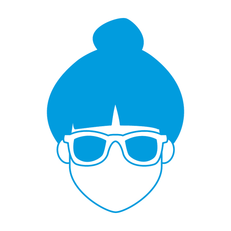 Young woman cartoonwith sunglasses icon vector illustration graphic designのイラスト素材