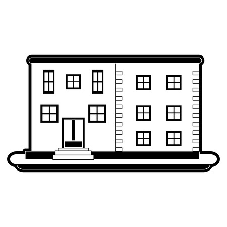 brick house or home icon image vector illustration design  black and whiteのイラスト素材
