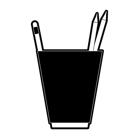 cup with pencils office supplies icon image vector illustration design black and whiteのイラスト素材