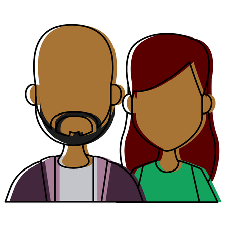 Young couple cartoon icon vector illustration graphic designのイラスト素材