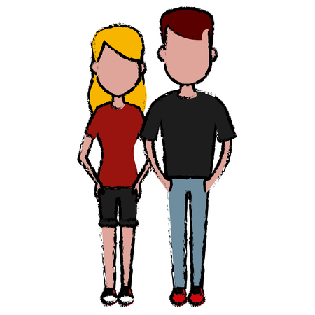 Young couple cartoon icon vector illustration graphic designのイラスト素材